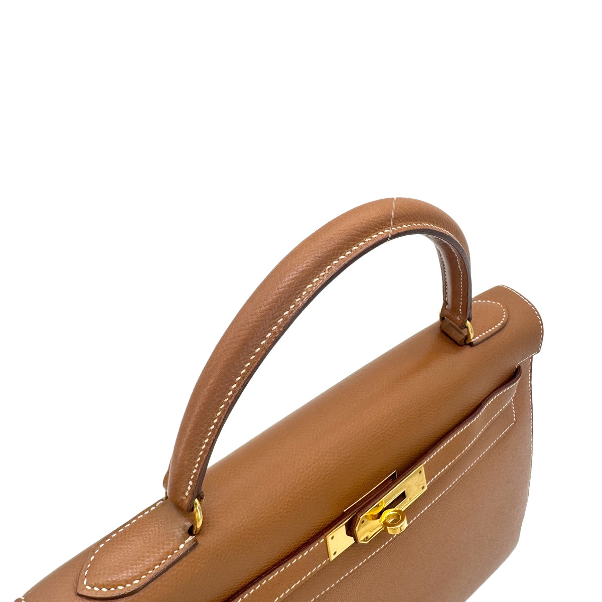 HERMES KELLY 32 SELLIER GOLD COUCHVEL HAND SHOULDER BAG □B 90271967