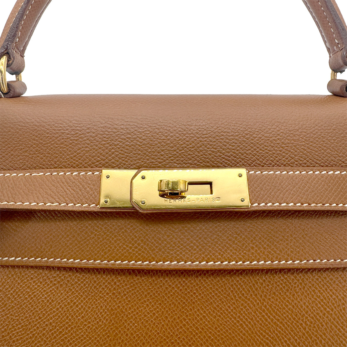 HERMES KELLY 32 SELLIER GOLD COUCHVEL HAND SHOULDER BAG □B 90271967