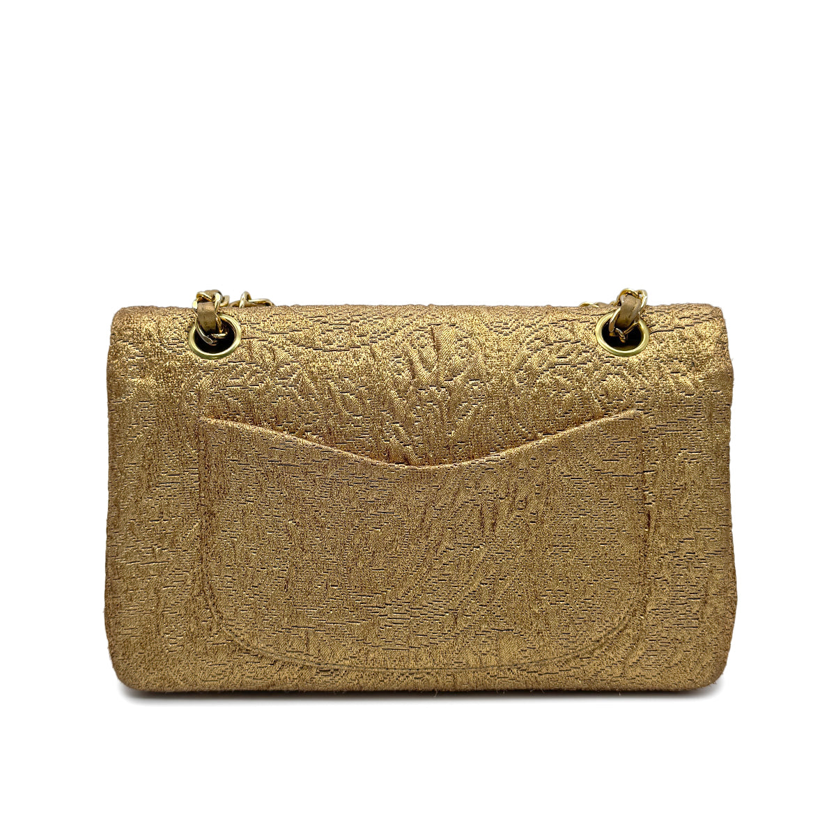 CHANEL VINTAGE CHAIN SHOULDER BAG NISHIJIN TEXTILE GOLD 90271968