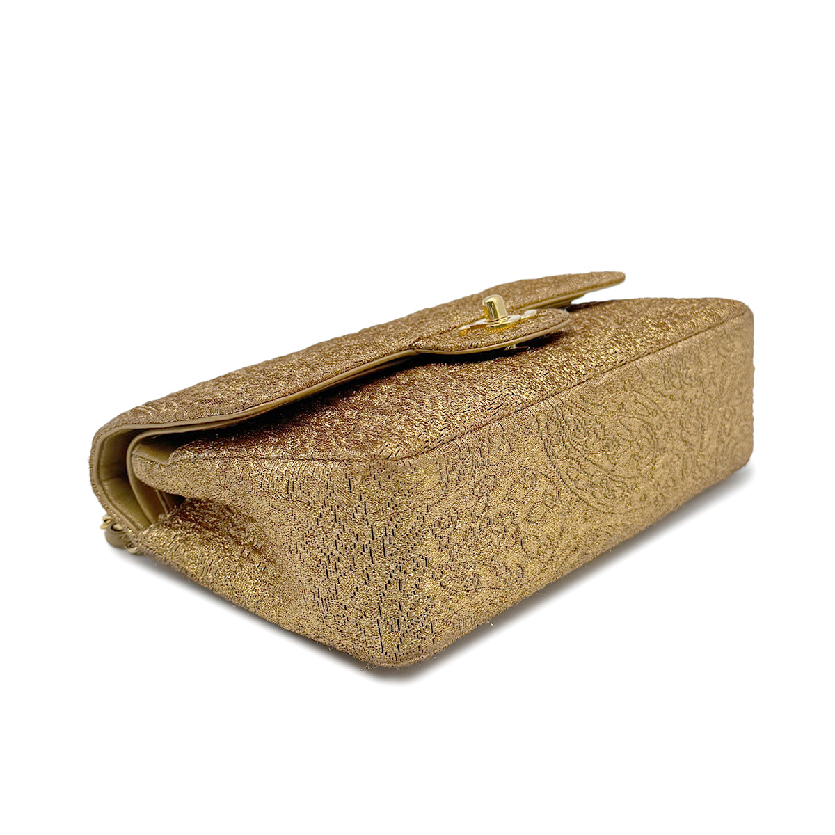 CHANEL VINTAGE CHAIN SHOULDER BAG NISHIJIN TEXTILE GOLD 90271968