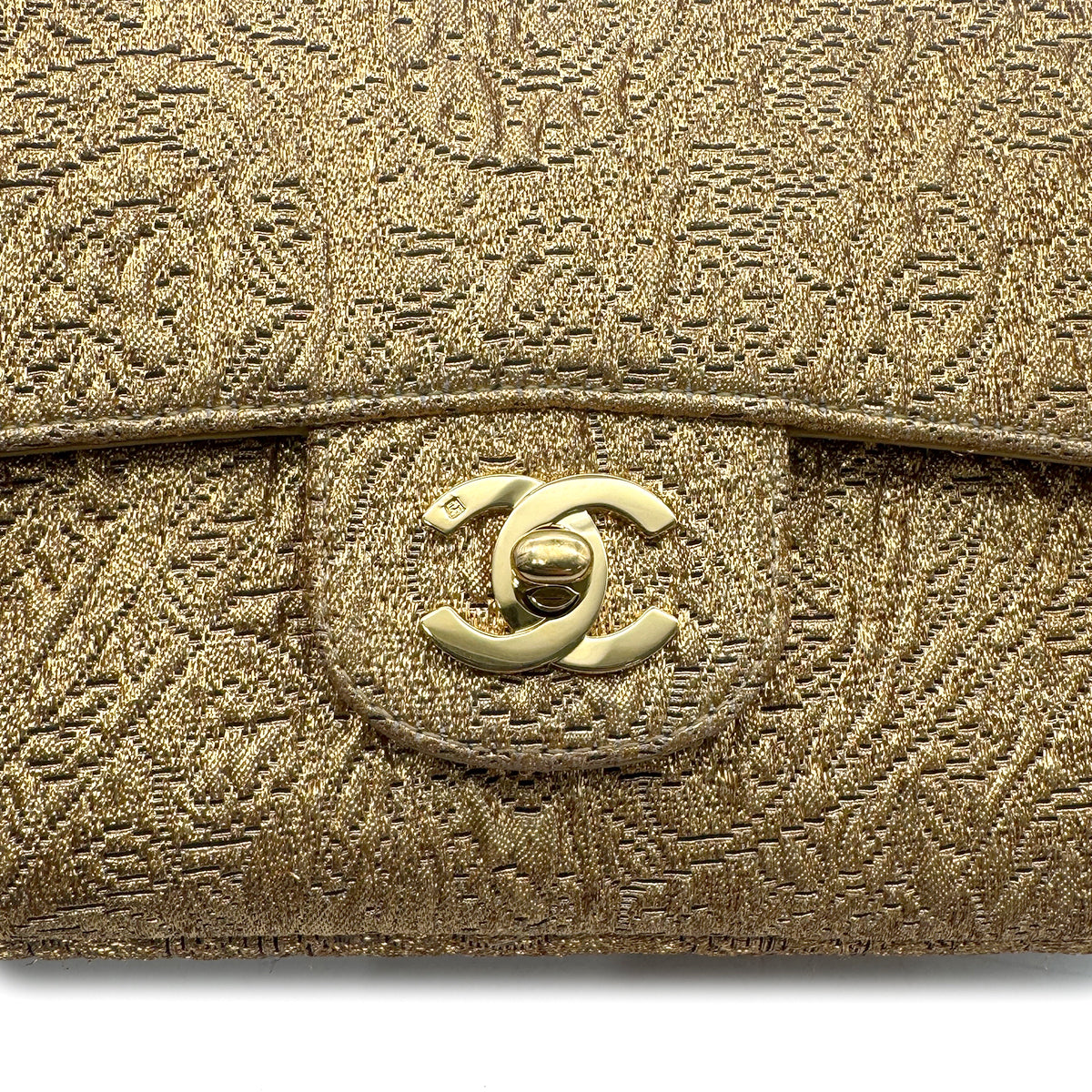 CHANEL VINTAGE CHAIN SHOULDER BAG NISHIJIN TEXTILE GOLD 90271968