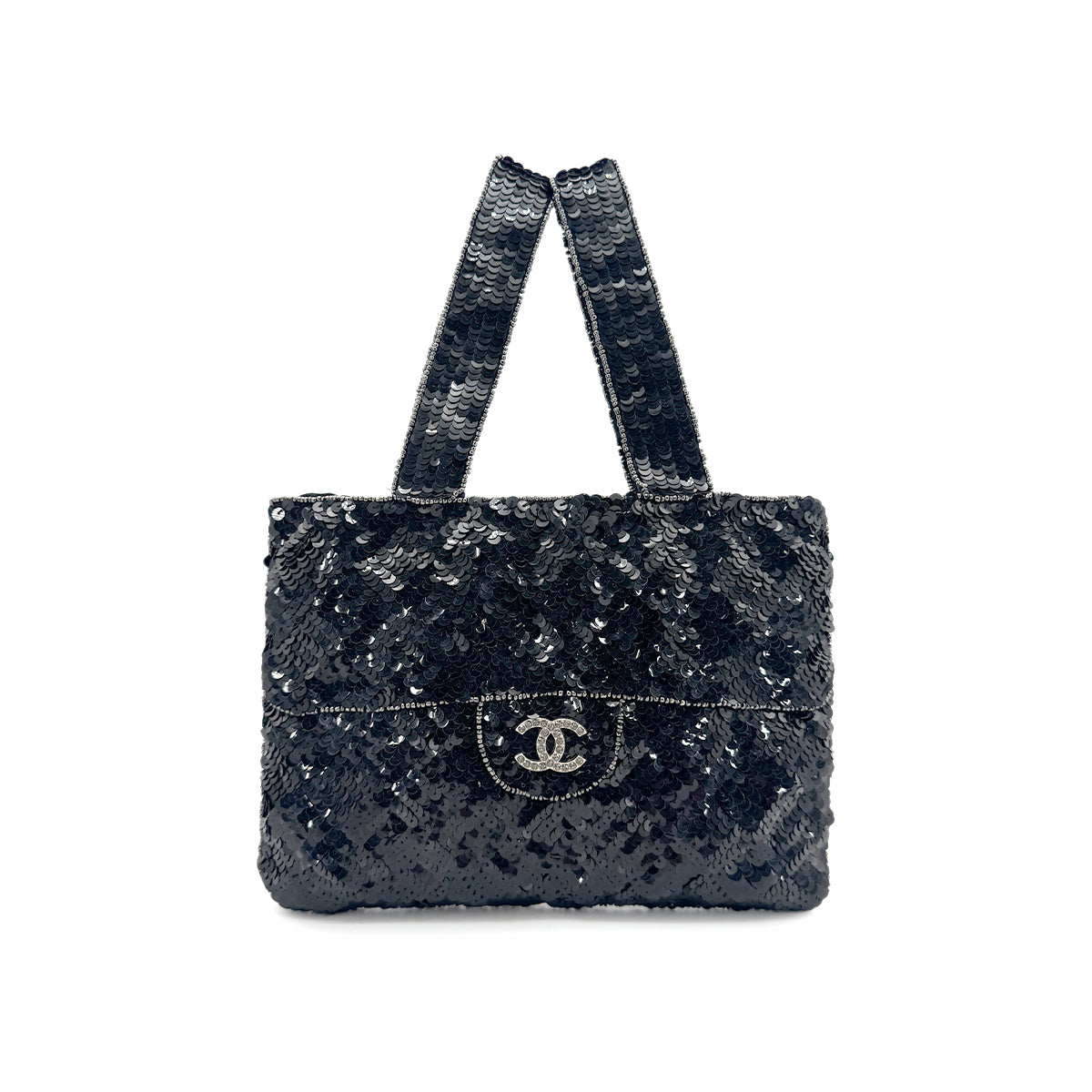 CHANEL VINTAGE HAND BAG COCOMARK SEQUINS BLACK 90271974