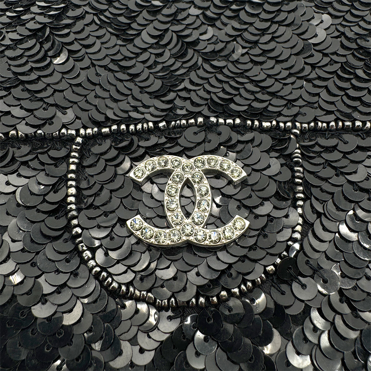 CHANEL VINTAGE HAND BAG COCOMARK SEQUINS BLACK 90271974