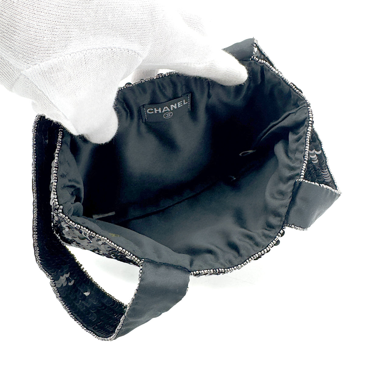 CHANEL VINTAGE HAND BAG COCOMARK SEQUINS BLACK 90271974