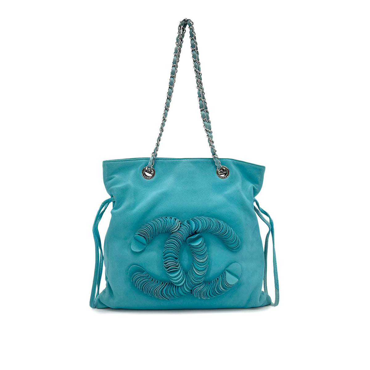 CHANEL COCOMARK CHAIN TOTE BAG BLUE LAMB SKIN 90271976