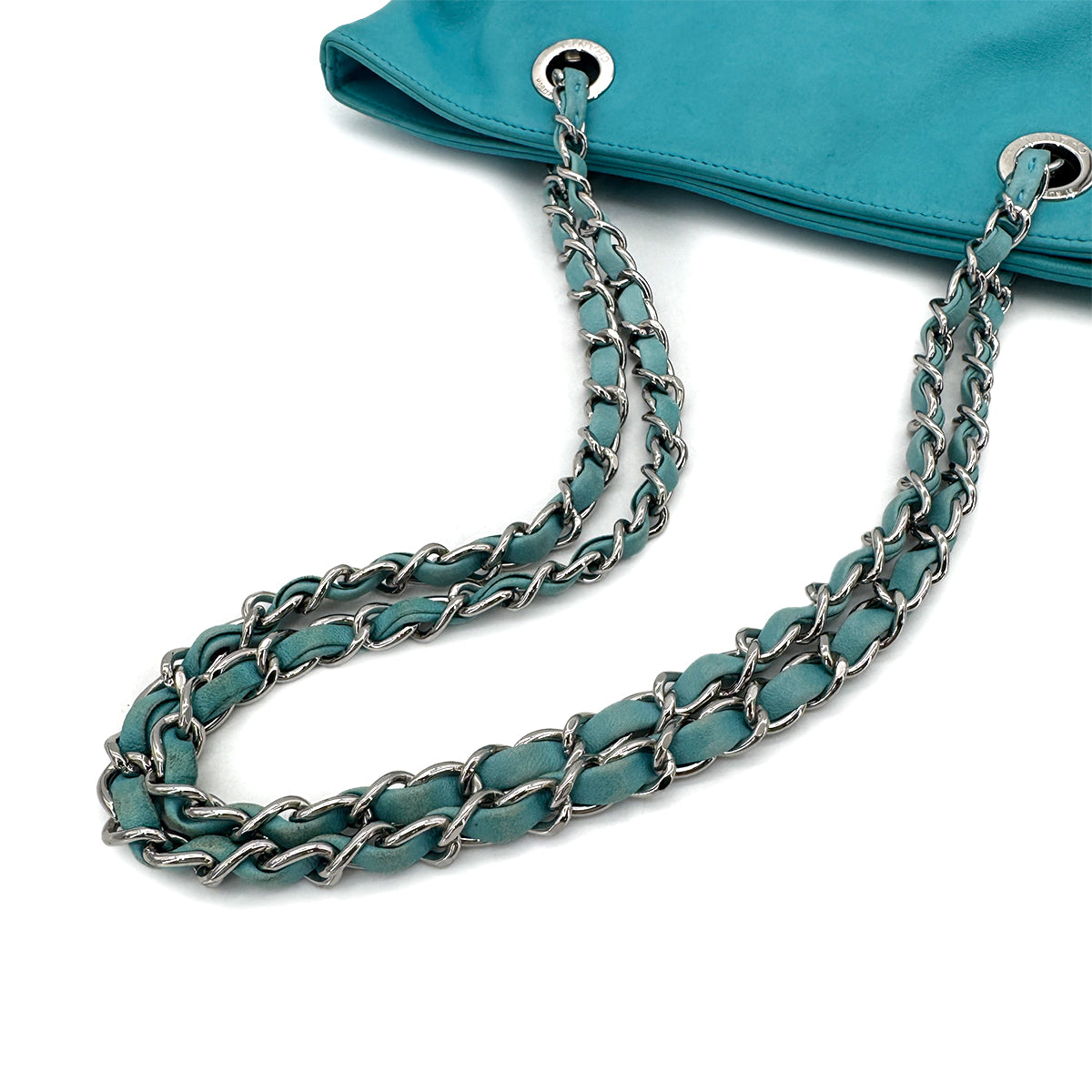 CHANEL COCOMARK CHAIN TOTE BAG BLUE LAMB SKIN 90271976