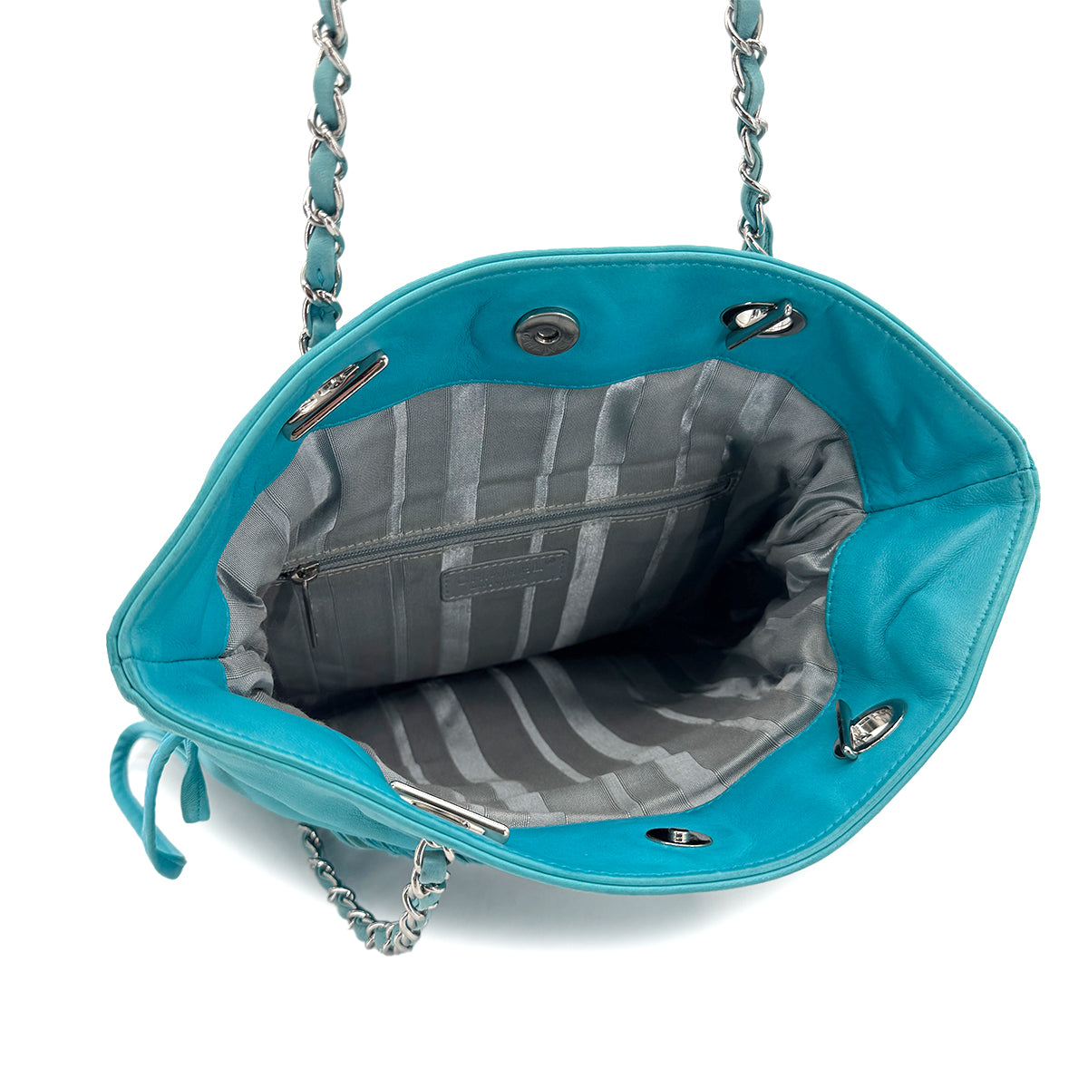 CHANEL COCOMARK CHAIN TOTE BAG BLUE LAMB SKIN 90271976