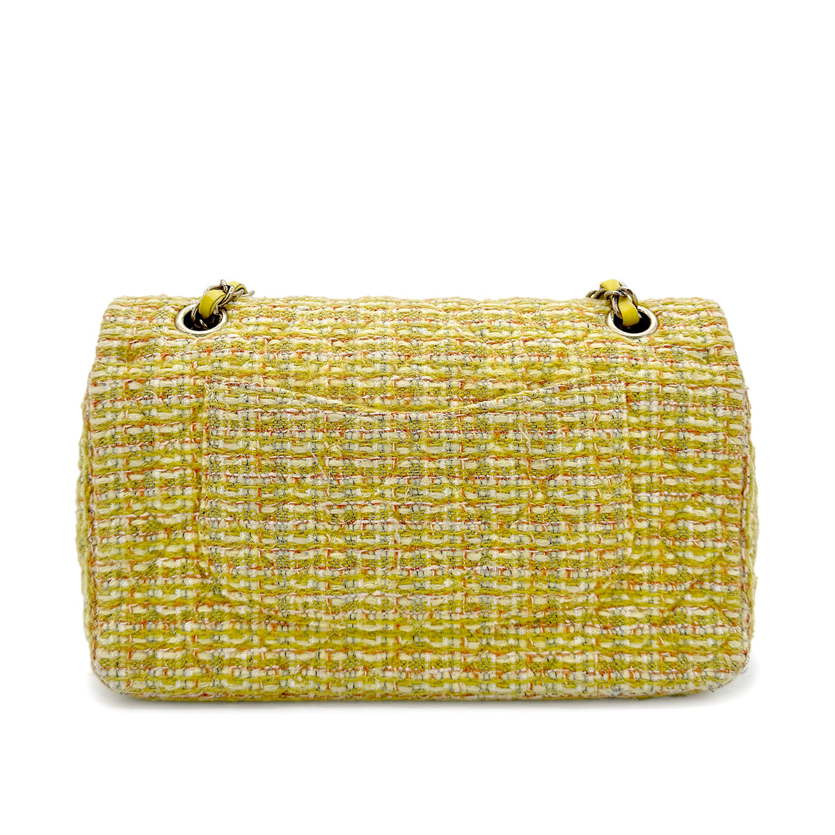 CHANEL CHAIN SHOULDER BAG YELLOW GREEN TWEED 90271986