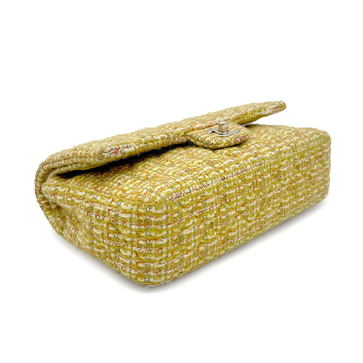 CHANEL CHAIN SHOULDER BAG YELLOW GREEN TWEED 90271986