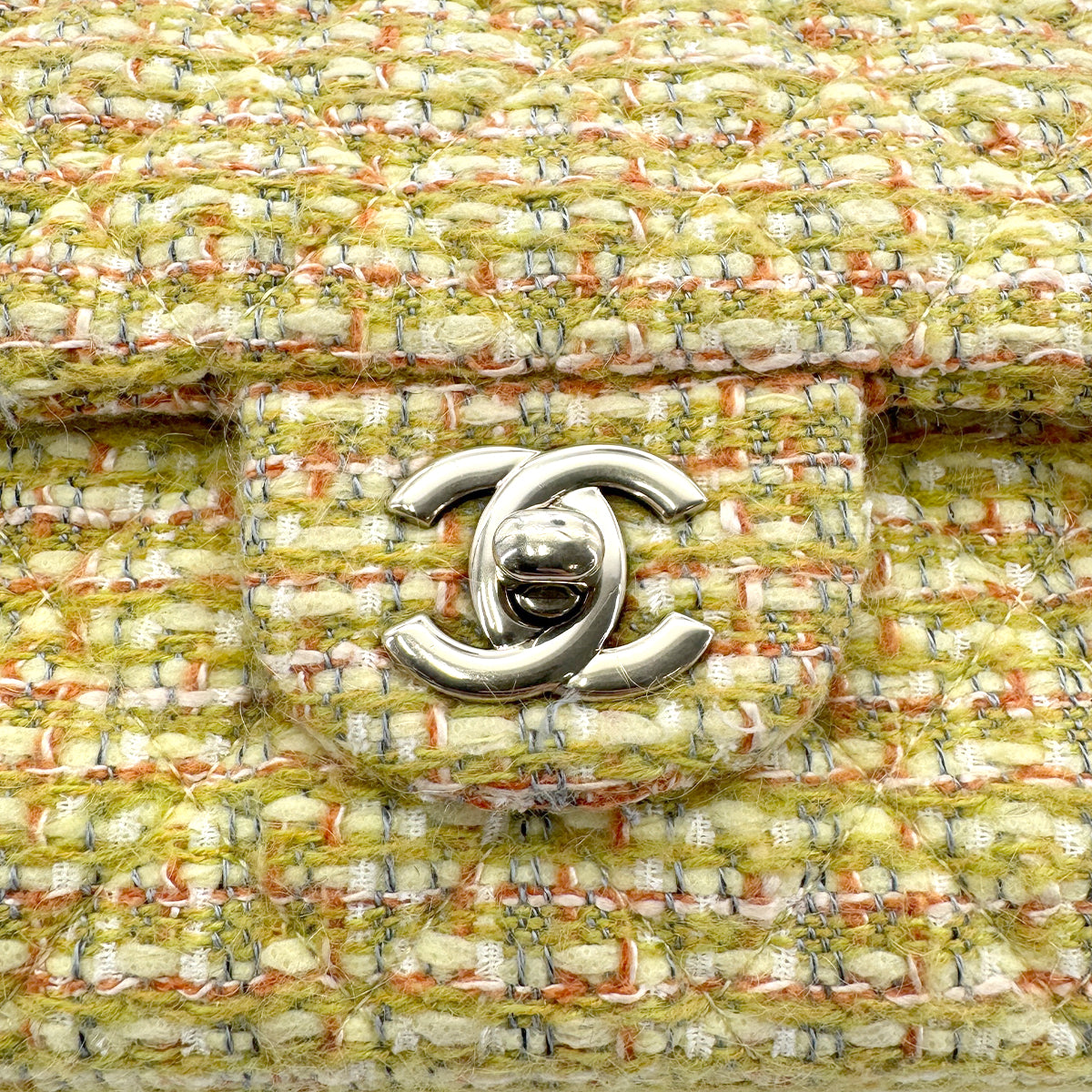 CHANEL CHAIN SHOULDER BAG YELLOW GREEN TWEED 90271986