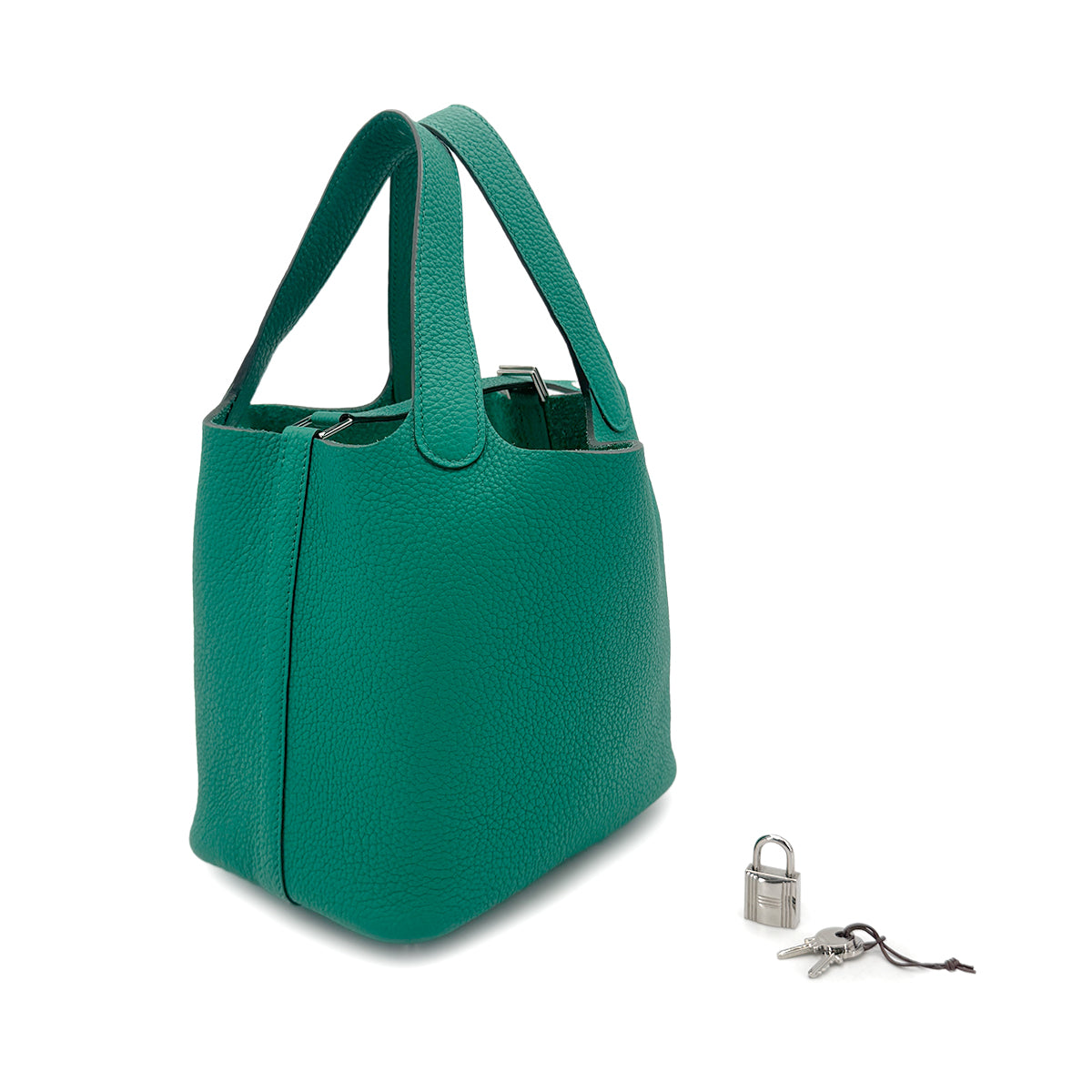 HERMES PICOTIN LOCK PM VERT JADE TAURILLON CLEMENCE HAND BAG U 90272305