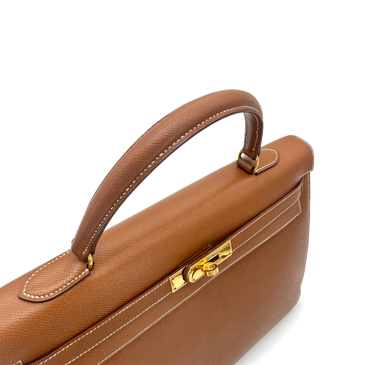 HERMES KELLY 35 SELLIER GOLD COUCHVEL HAND SHOULDER BAG □V GHW 90272306