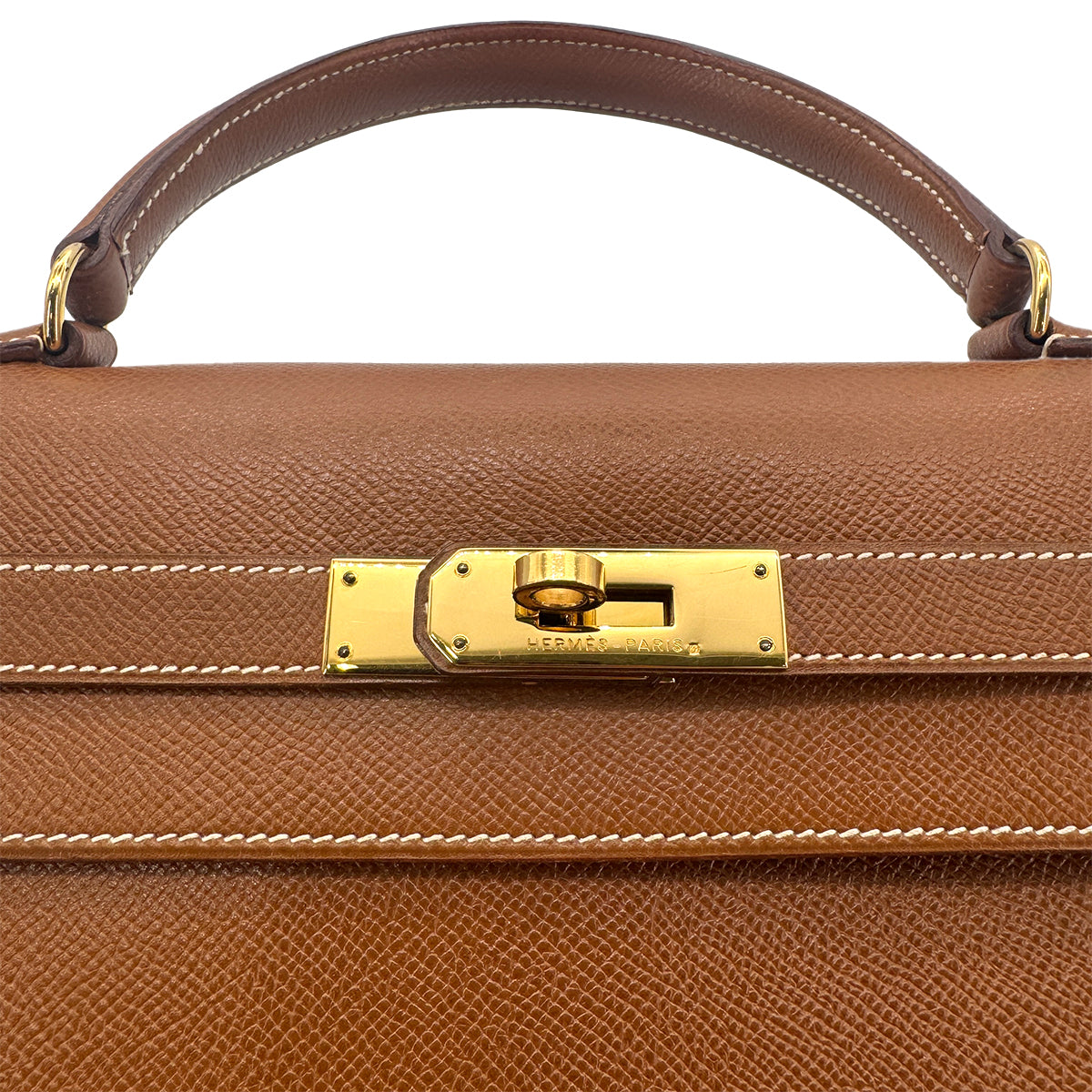 HERMES KELLY 35 SELLIER GOLD COUCHVEL HAND SHOULDER BAG □V GHW 90272306