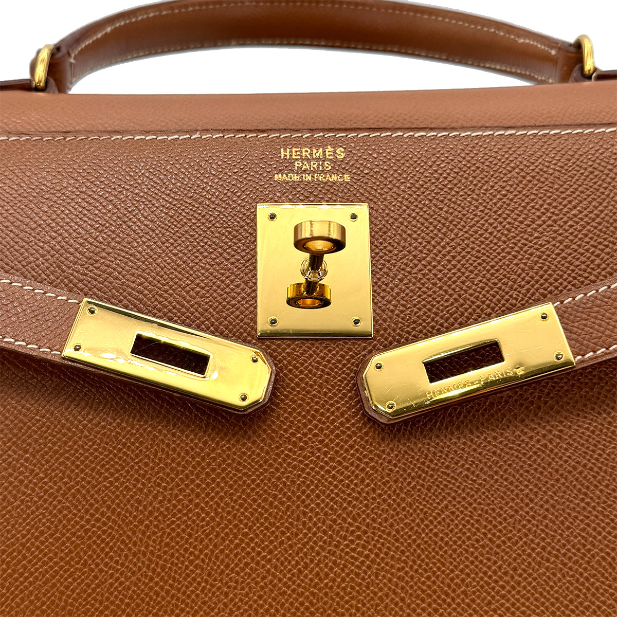 HERMES KELLY 35 SELLIER GOLD COUCHVEL HAND SHOULDER BAG □V GHW 90272306