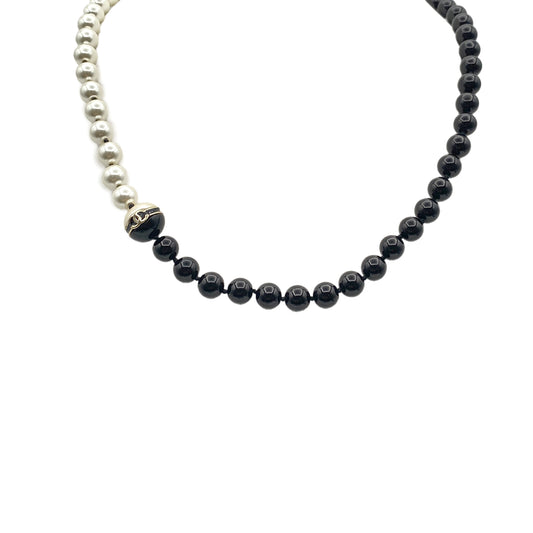 CHANEL NECKLACE COCOMARK FAUX PEARL WHITE BLACK ACCESSORY B24C 90272310