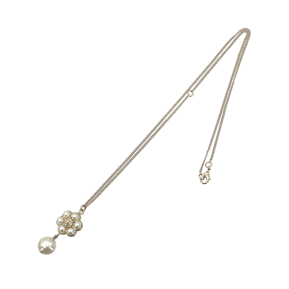 CHANEL NECKLACE COCOMARK FLOWER MOTIF FAUX PEARL ACCESSORY B15B 90272315