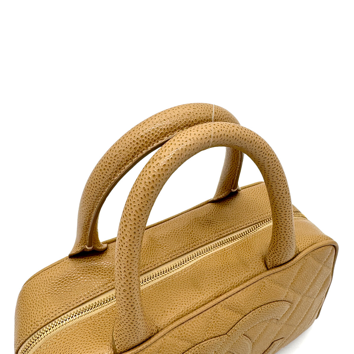 CHANEL VINTAGE MINI BOSTON HAND BAG BEIGE CAVIAR SKIN 90272324