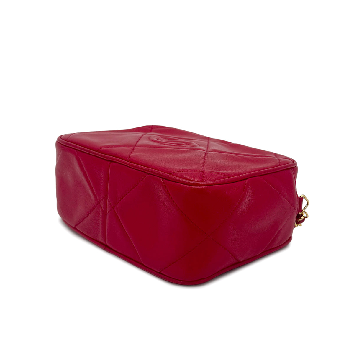 CHANEL VINTAGE FRINGE CHAIN SHOULDER BAG RED LAMB SKIN 90272325