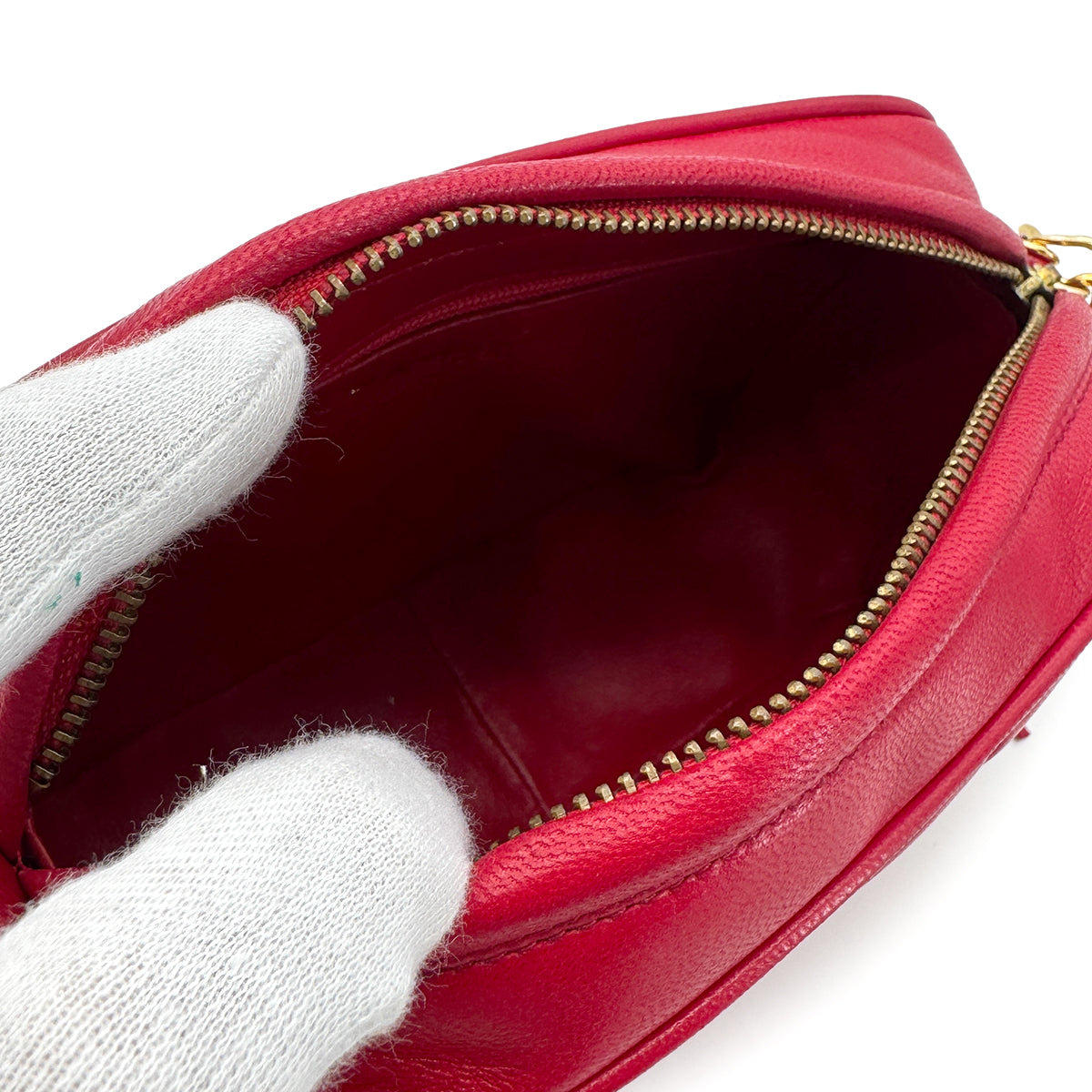 CHANEL VINTAGE FRINGE CHAIN SHOULDER BAG RED LAMB SKIN 90272325