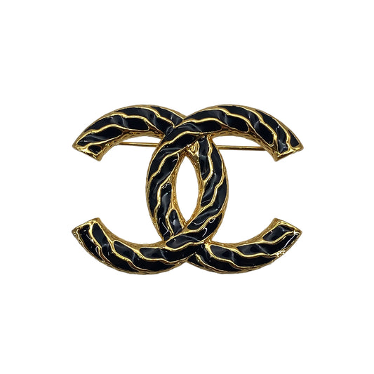 CHANEL BROOCH COCOMARK BLACK GOLD ACCESSORY B24P 90272345