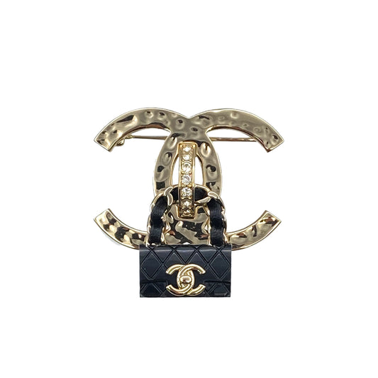 CHANEL COCOMARK BROOCH BAG MOTIF RHINESTONE BLACK ACCESSORY B23C 90272346