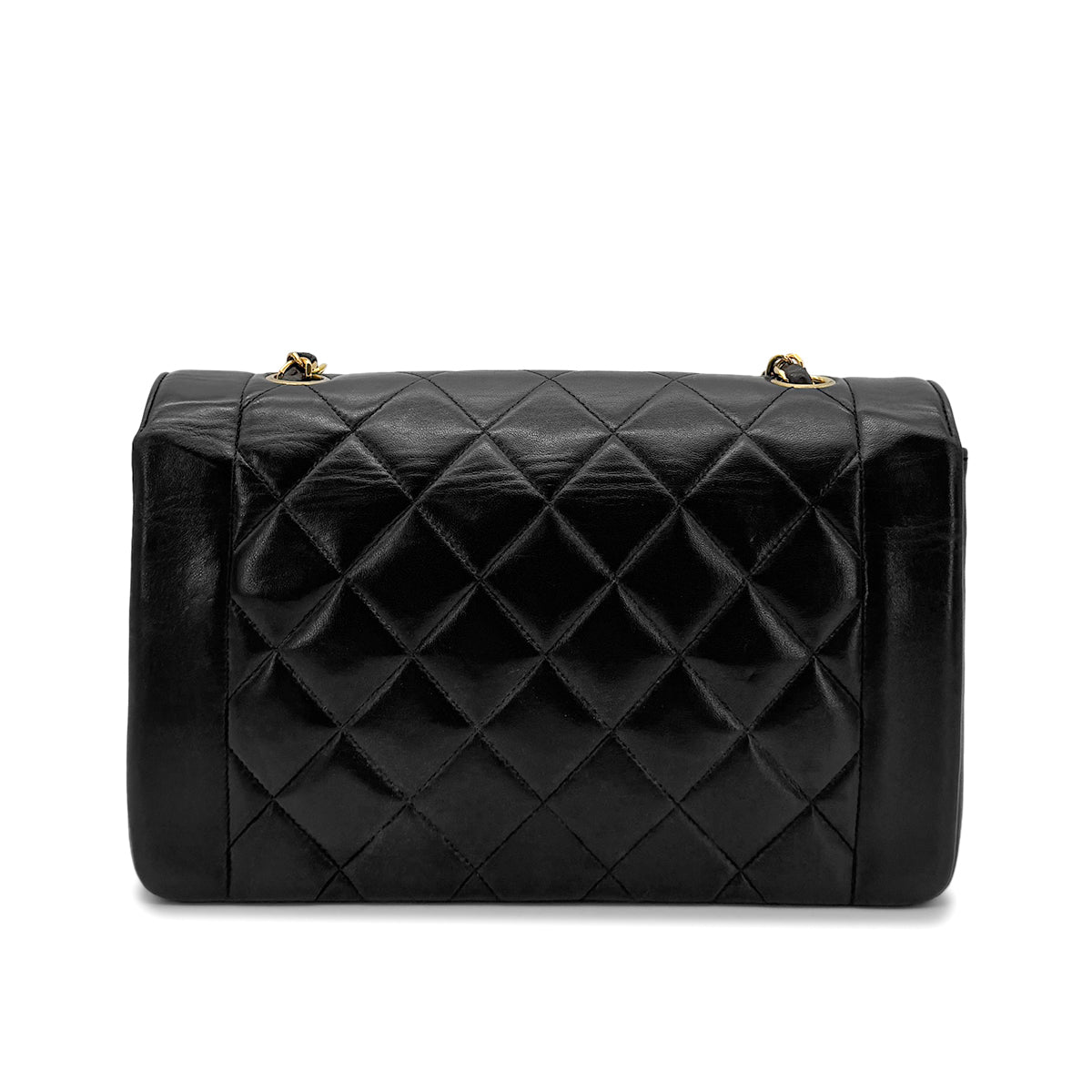 CHANEL VINTAGE DIANA MEDIUM CHAIN SHOULDER BAG BLACK LAMB SKIN 90272490