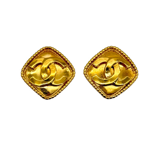 CHANEL VINTAGE EARRINGS COCOMARK GOLD ACCESSORY 96A 90272496