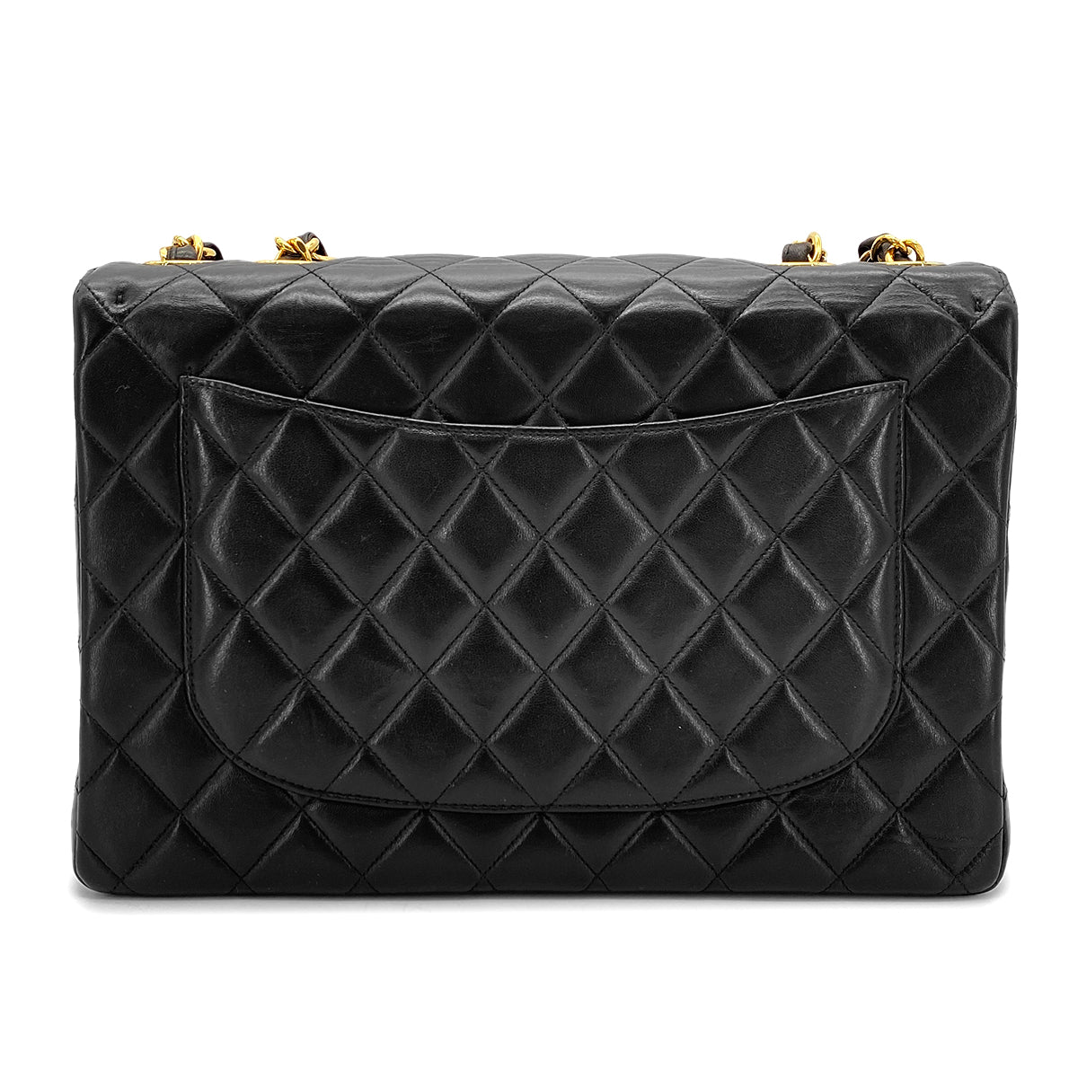 CHANEL VINTAGE MATELASSE BIG COCO CHAIN SHOULDER BAG BLACK LAMB SKIN 90272498