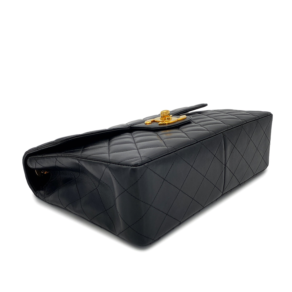 CHANEL VINTAGE MATELASSE BIG COCO CHAIN SHOULDER BAG BLACK LAMB SKIN 90272498