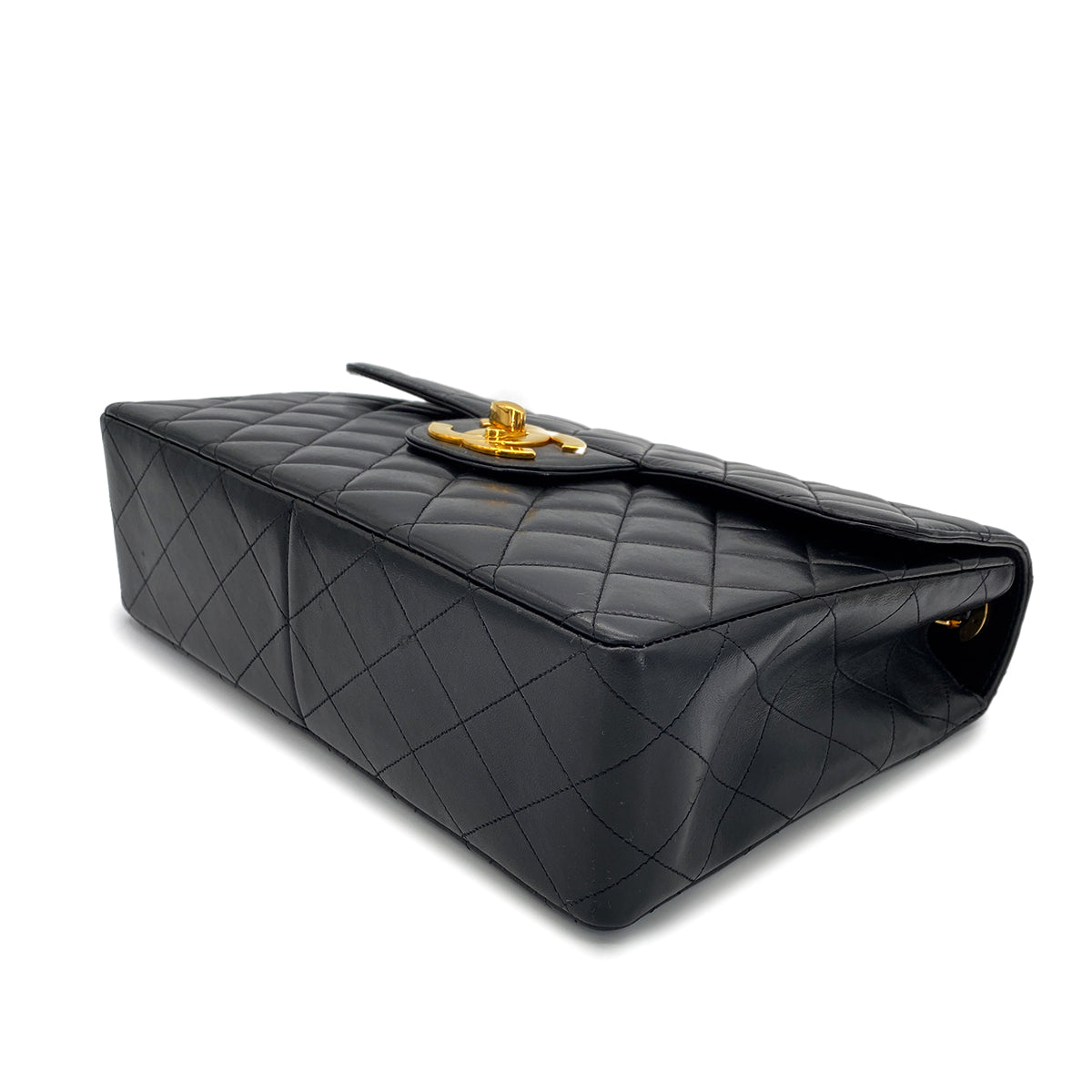 CHANEL VINTAGE MATELASSE BIG COCO CHAIN SHOULDER BAG BLACK LAMB SKIN 90272498