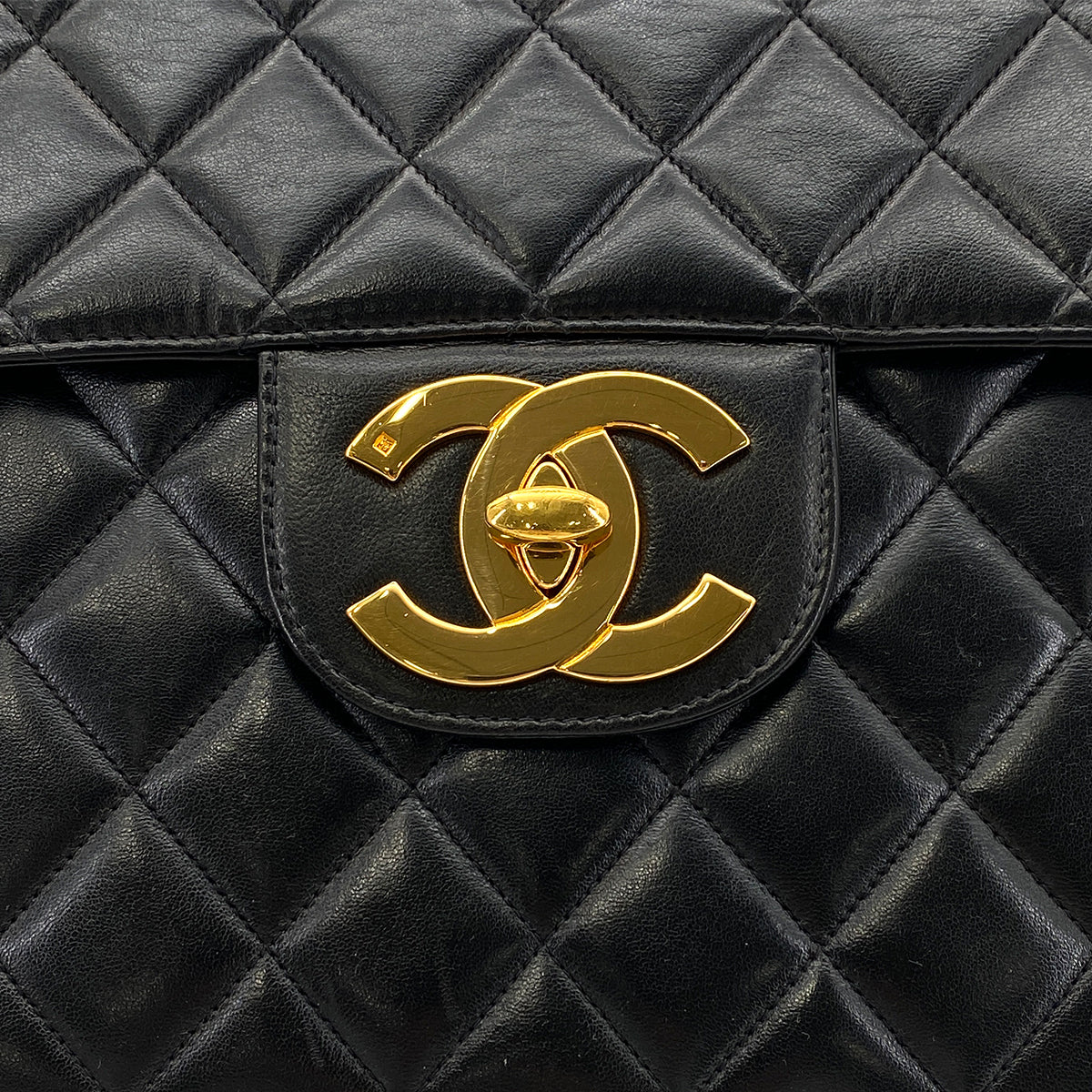 CHANEL VINTAGE MATELASSE BIG COCO CHAIN SHOULDER BAG BLACK LAMB SKIN 90272498