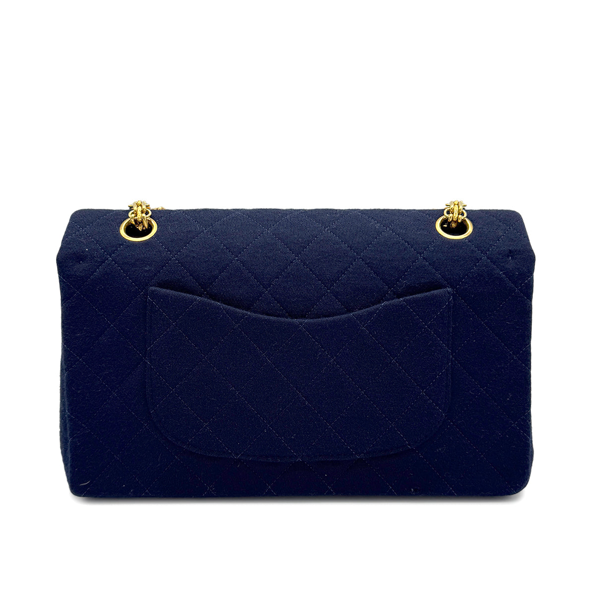 CHANEL VINTAGE MATELASSE CHAIN SHOULDER BAG NAVY COTTON 90272499