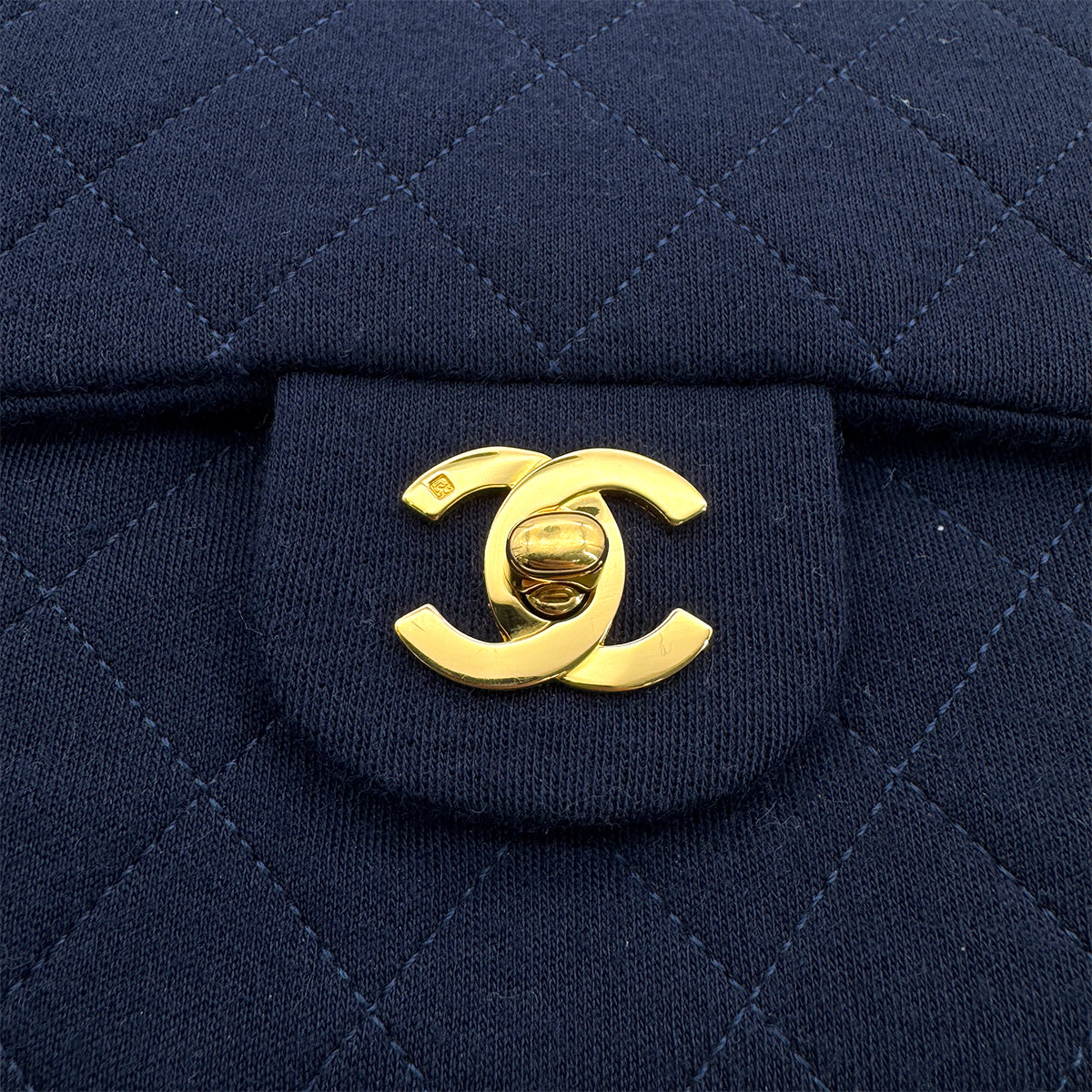 CHANEL VINTAGE MATELASSE CHAIN SHOULDER BAG NAVY COTTON 90272499