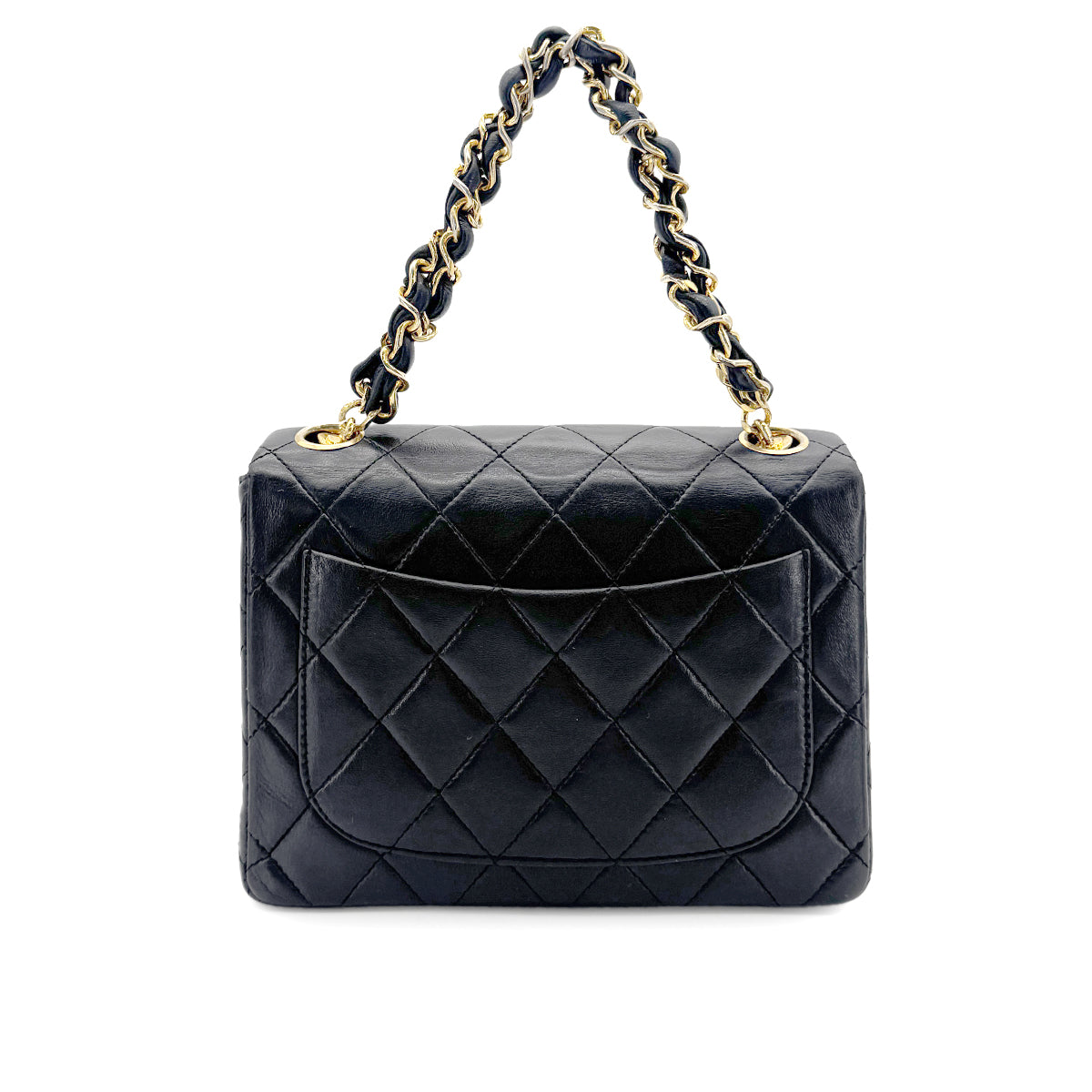 CHANEL VINTAGE MINI MATELASSE CHAIN SHOULDER BAG BLACK LAMB SKIN 90272501