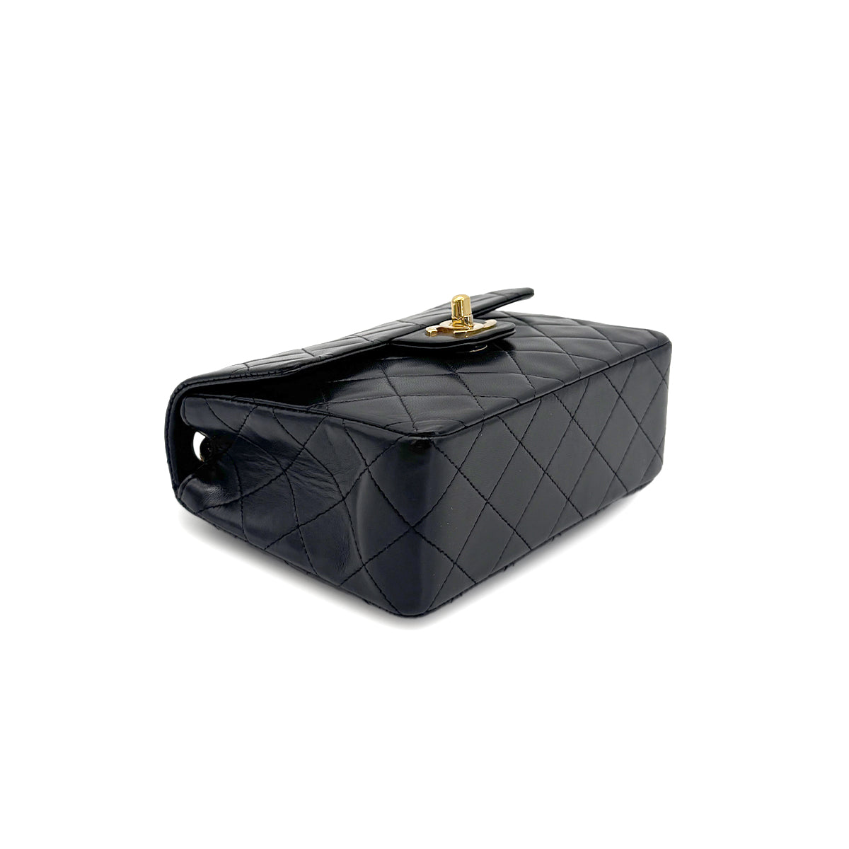 CHANEL VINTAGE MINI MATELASSE CHAIN SHOULDER BAG BLACK LAMB SKIN 90272501