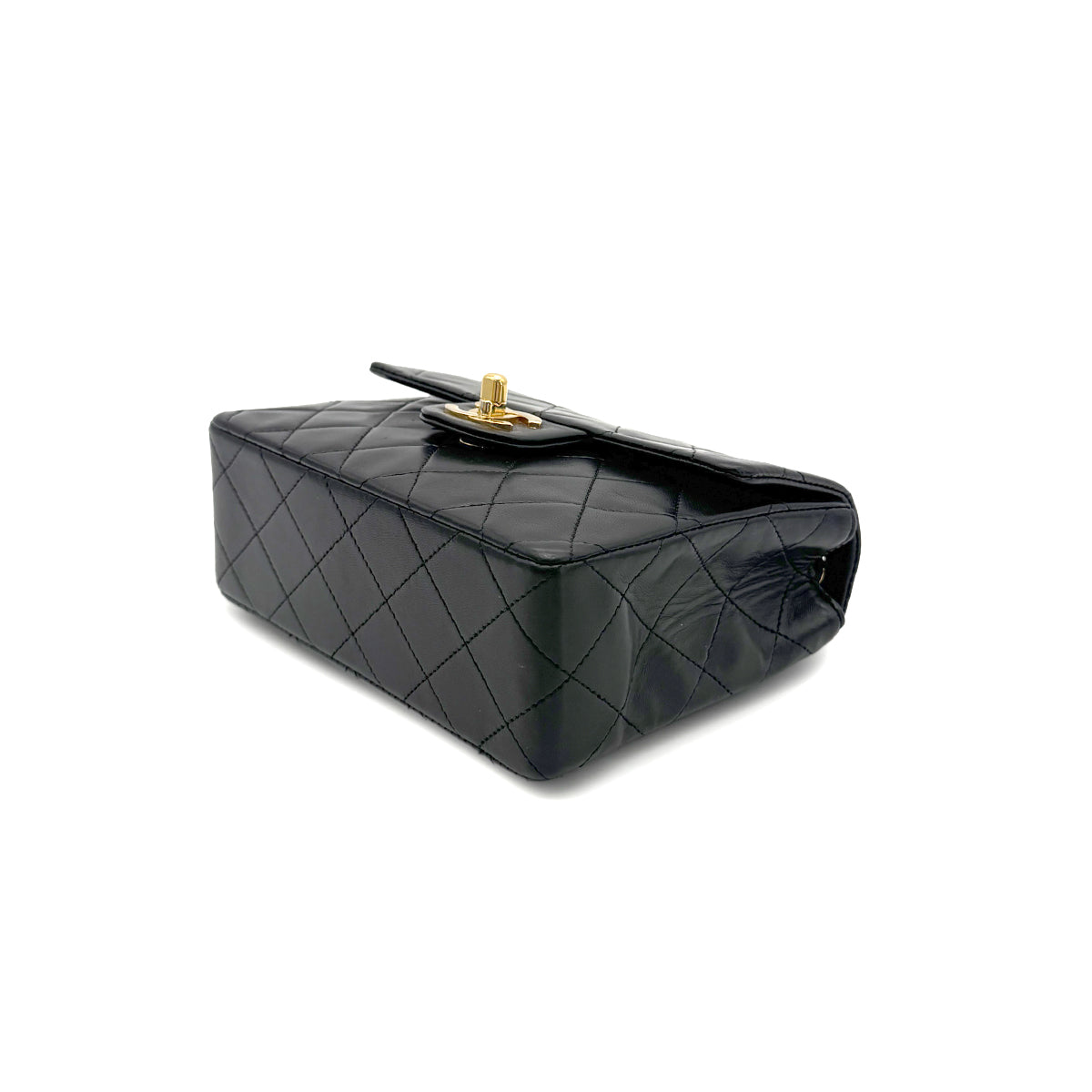 CHANEL VINTAGE MINI MATELASSE CHAIN SHOULDER BAG BLACK LAMB SKIN 90272501