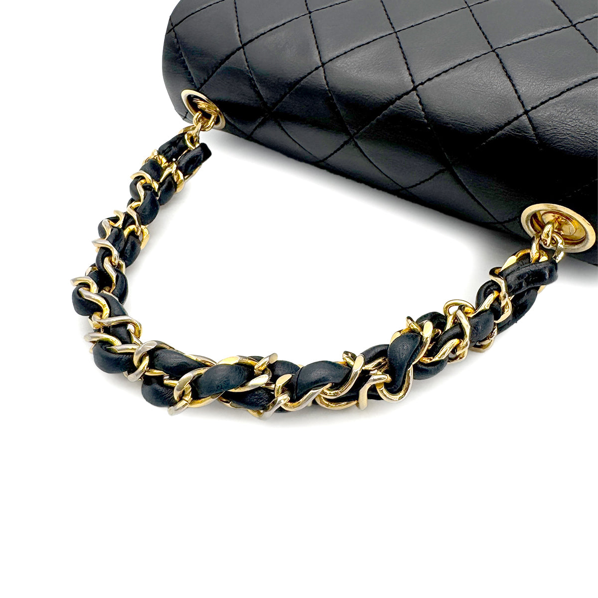 CHANEL VINTAGE MINI MATELASSE CHAIN SHOULDER BAG BLACK LAMB SKIN 90272501