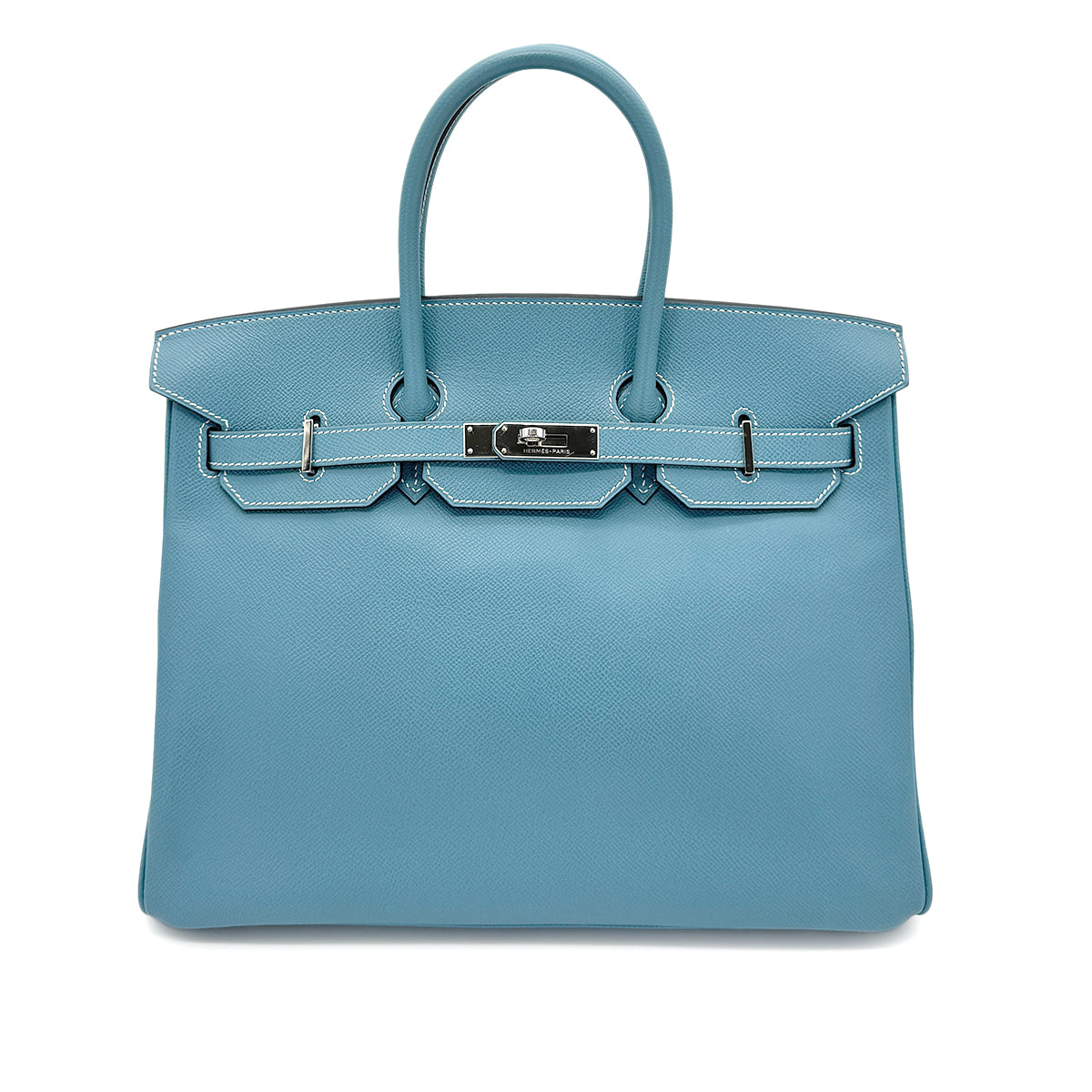 HERMES BIRKIN 35  BLUE JEAN EPSOM HAND BAG □M SHW 90272502