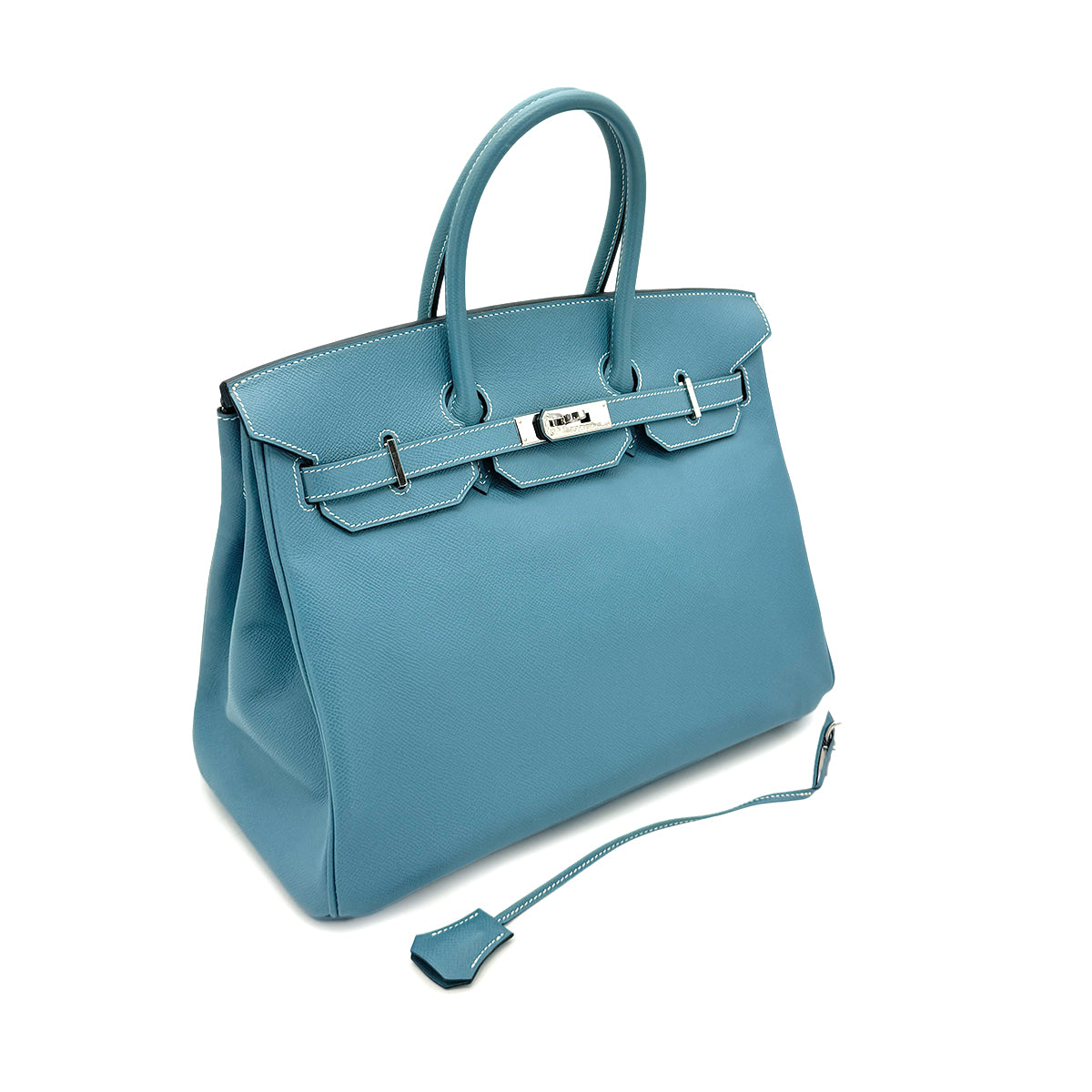 HERMES BIRKIN 35  BLUE JEAN EPSOM HAND BAG □M SHW 90272502