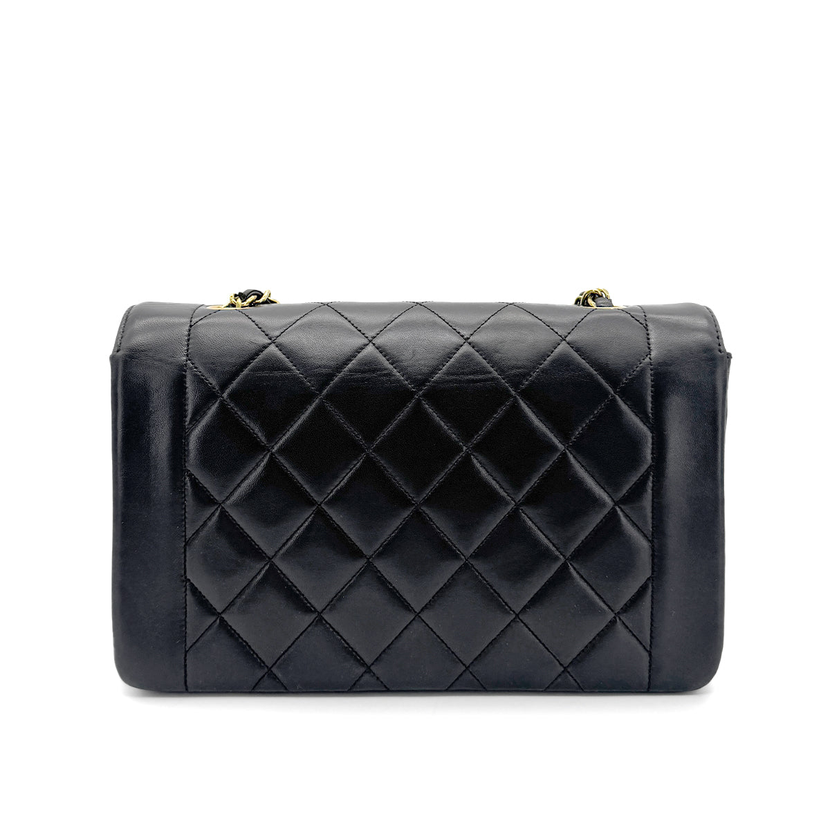 CHANEL VINTAGE DIANA MEDIUM CHAIN SHOULDER BAG BLACK LAMB SKIN 90272505