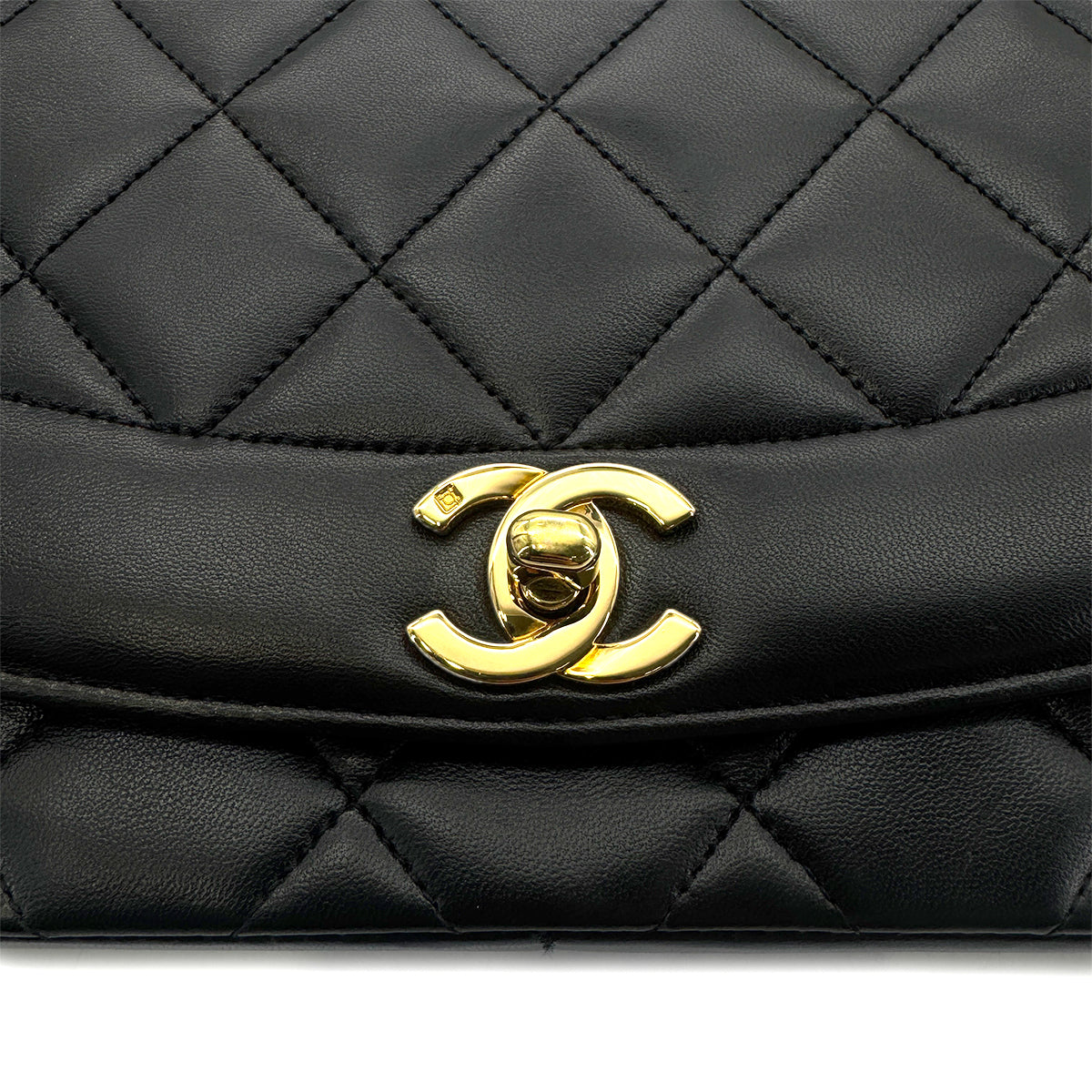 CHANEL VINTAGE DIANA MEDIUM CHAIN SHOULDER BAG BLACK LAMB SKIN 90272505