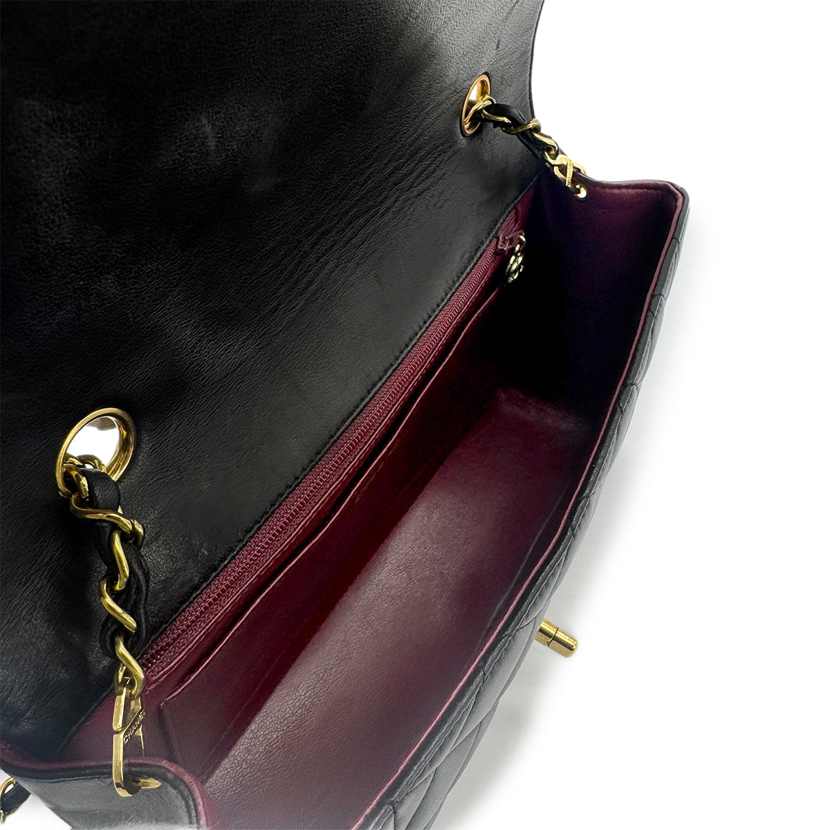 CHANEL VINTAGE DIANA MEDIUM CHAIN SHOULDER BAG BLACK LAMB SKIN 90272505