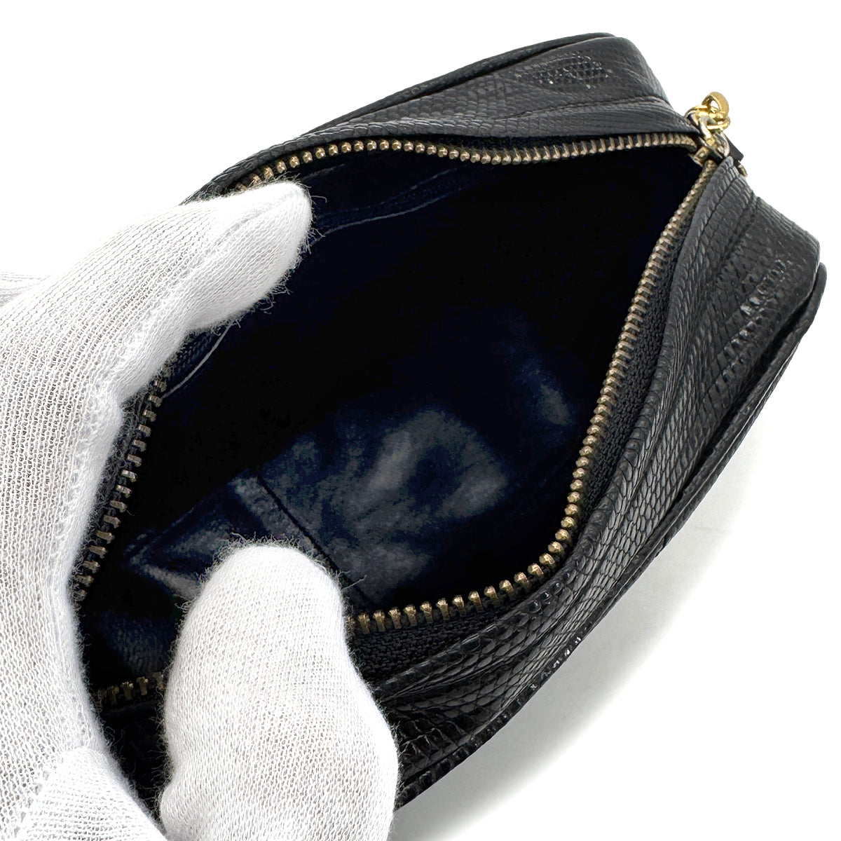 CHANEL VINTAGE FRINGE CHAIN SHOULDER BAG BLACK LIZARD 90272506