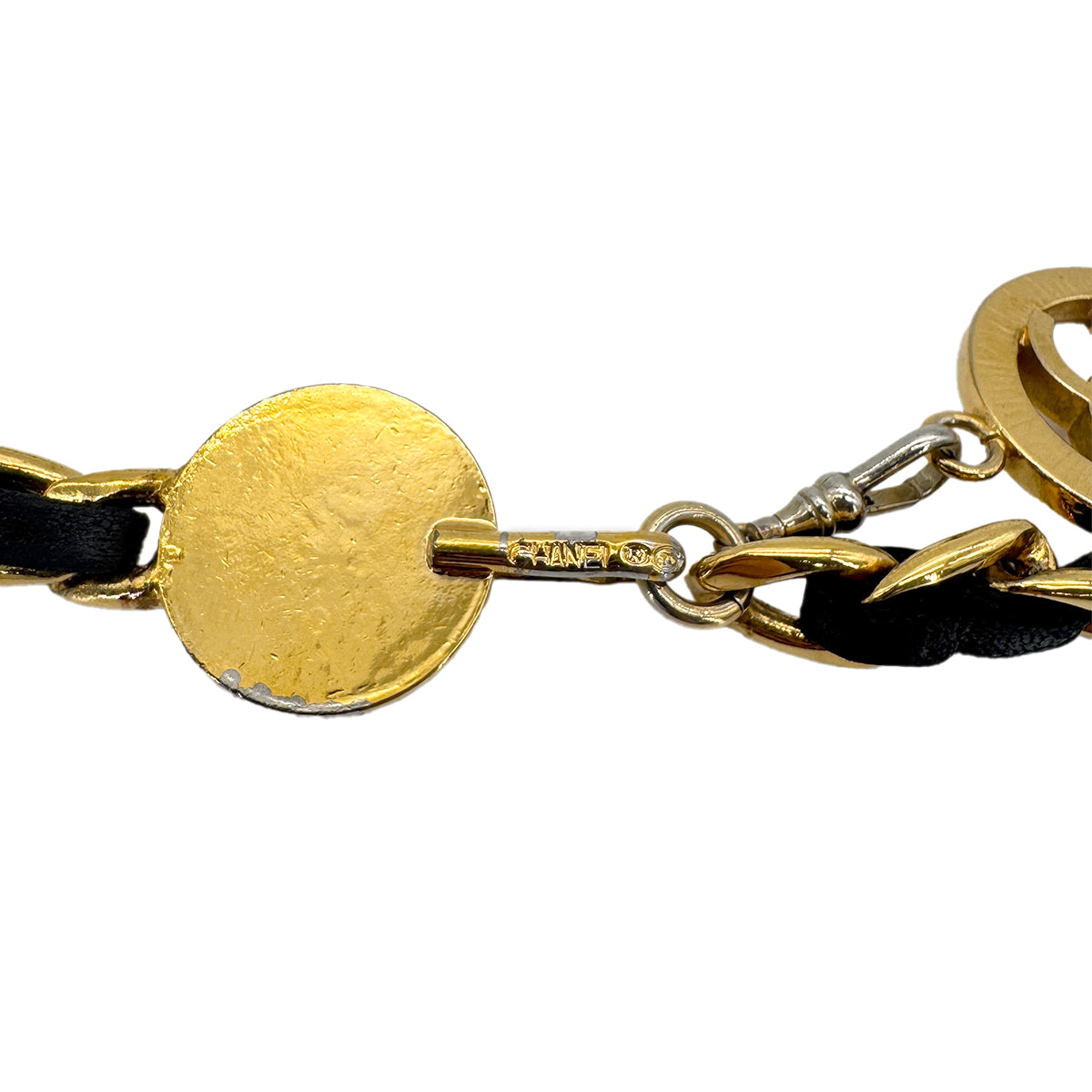 CHANEL VINTAGE CHAIN BELT LEATHER COCOMARK ACCESSORY 90272510