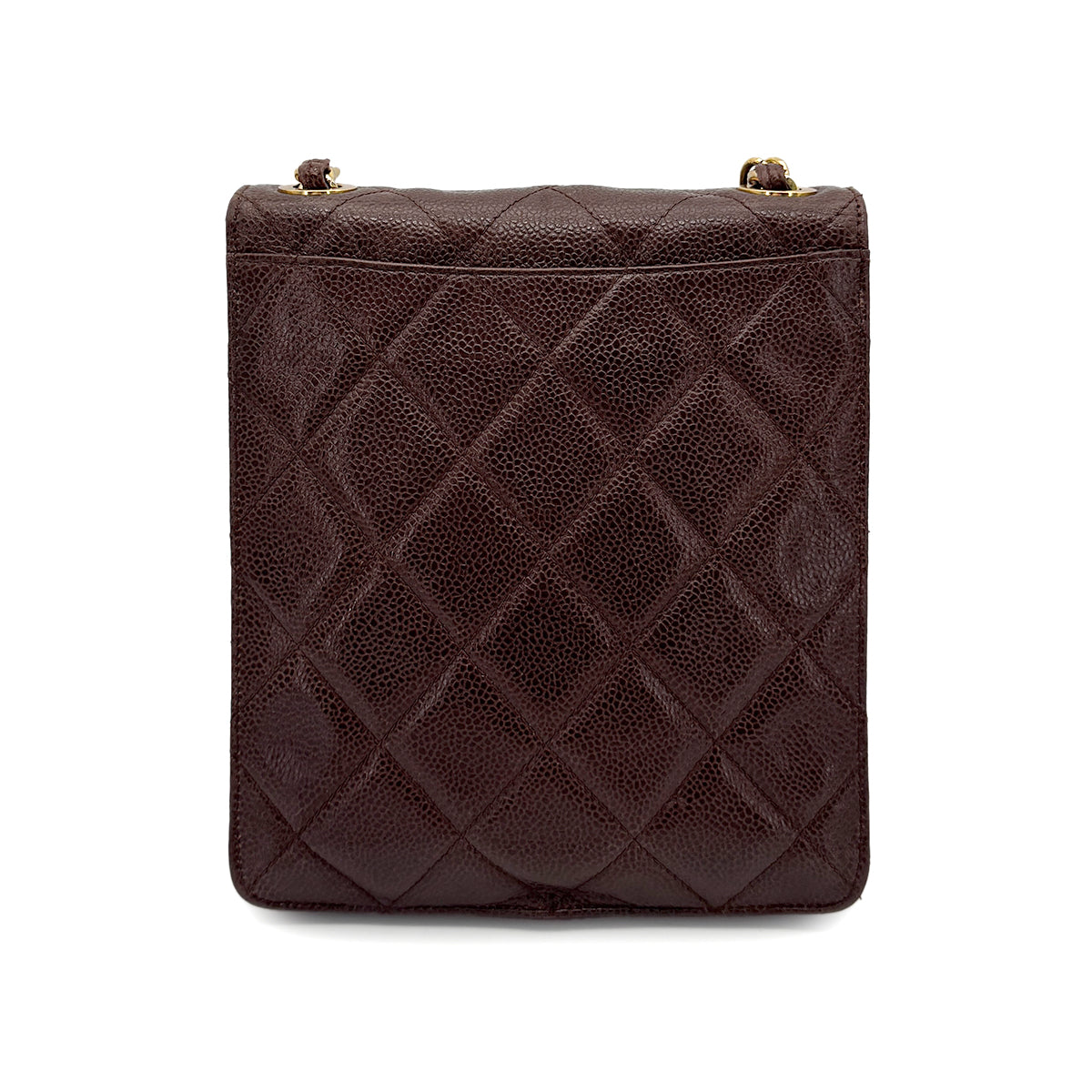 CHANEL VINTAGE MATELASSE CHAIN SHOULDER BAG BROWN CAVIAR SKIN 90272513
