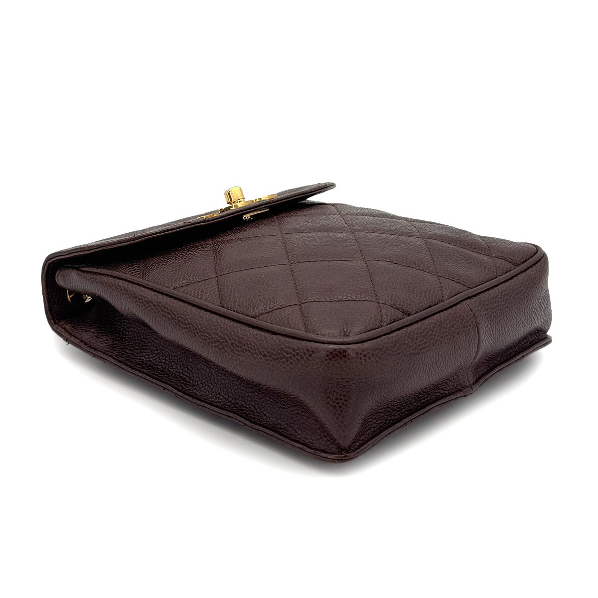 CHANEL VINTAGE MATELASSE CHAIN SHOULDER BAG BROWN CAVIAR SKIN 90272513