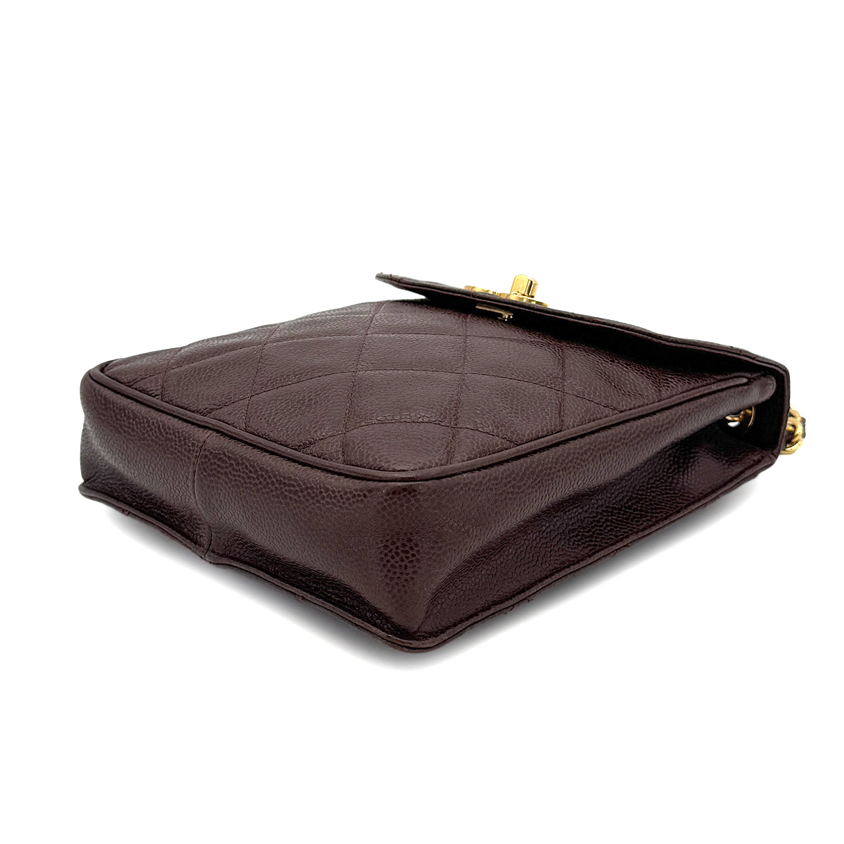 CHANEL VINTAGE MATELASSE CHAIN SHOULDER BAG BROWN CAVIAR SKIN 90272513