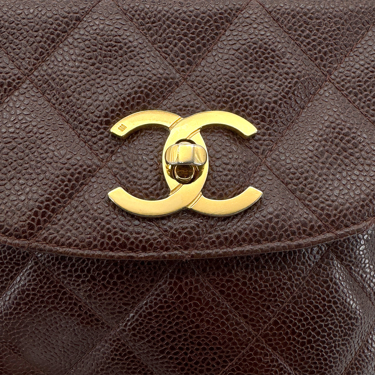 CHANEL VINTAGE MATELASSE CHAIN SHOULDER BAG BROWN CAVIAR SKIN 90272513