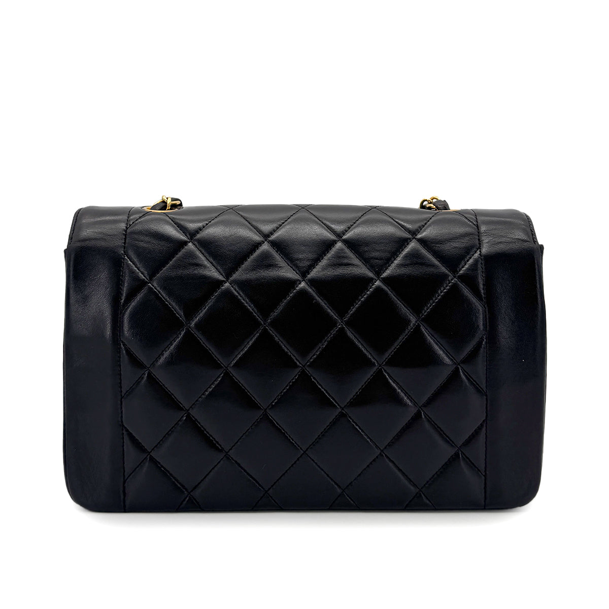 CHANEL VINTAGE DIANA MEDIUM CHAIN SHOULDER BAG BLACK LAMB SKIN 90272514