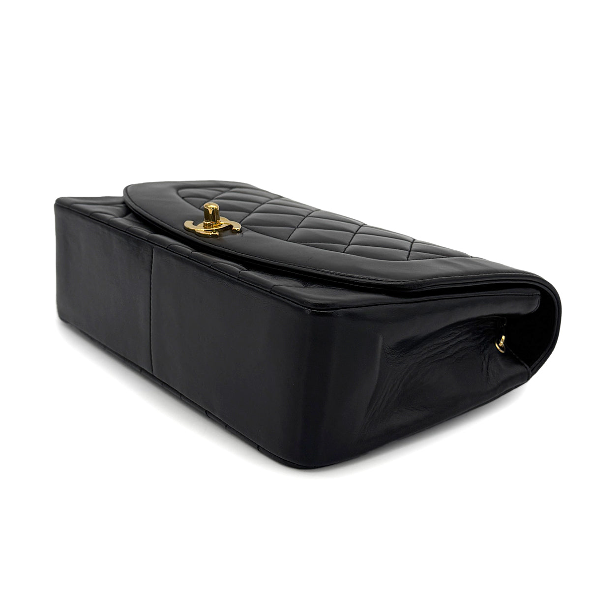 CHANEL VINTAGE DIANA MEDIUM CHAIN SHOULDER BAG BLACK LAMB SKIN 90272514